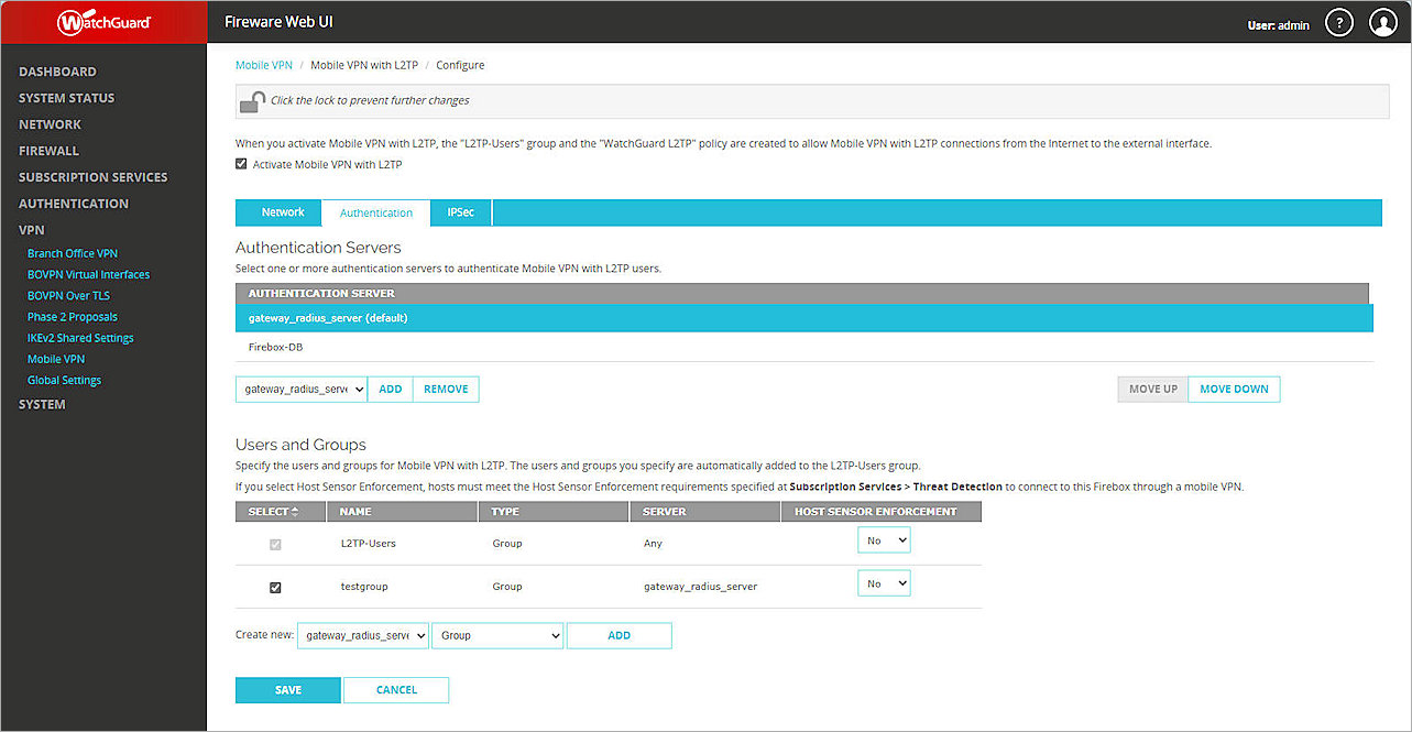 Screenshot of firebox, IKEv2 Authentication